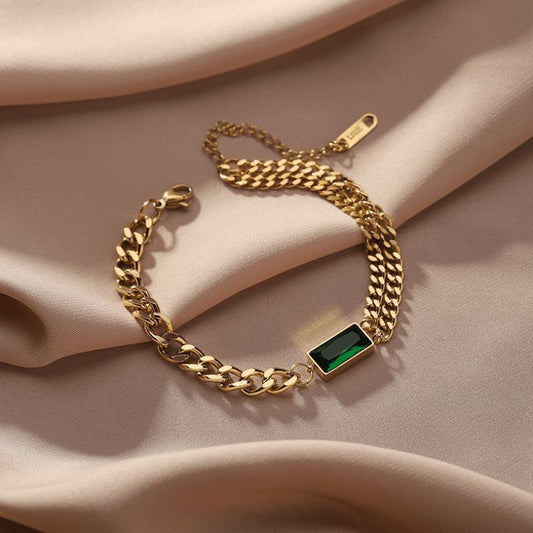 Gold Bracelet Emerald Green